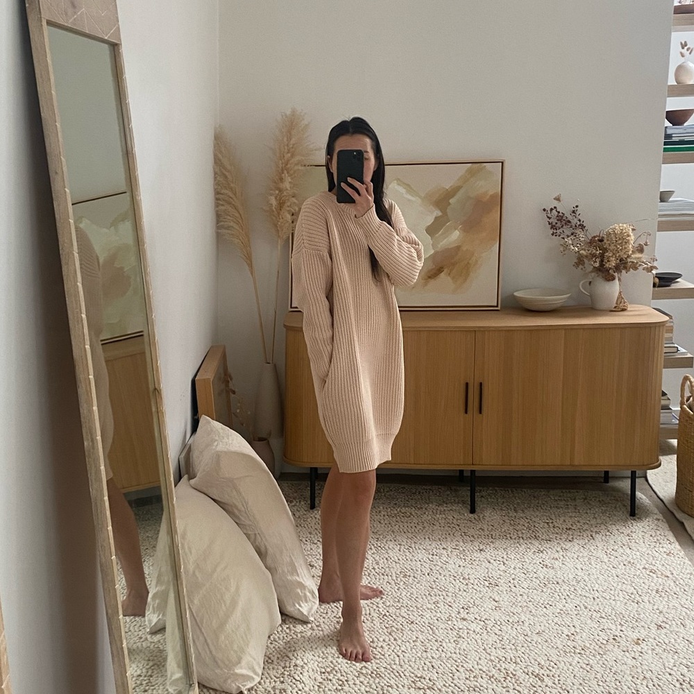 Elegant Cream knit Sweater Dress demylee New York